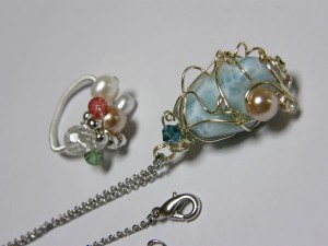 ラリマーのペンダントトップとリング ラリマーのペンダントトップとリング