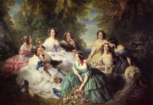 「ウジェニー皇后と女官たち」ヴィンターハルター画