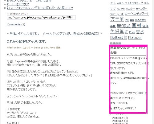 チャリティの状況