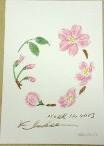 塗り絵 できあがり 桜のリース