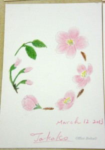 塗り絵 できあがり 桜のリース