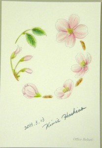 塗り絵 できあがり 桜のリース