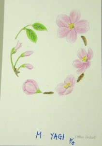 塗り絵 できあがり 桜のリース